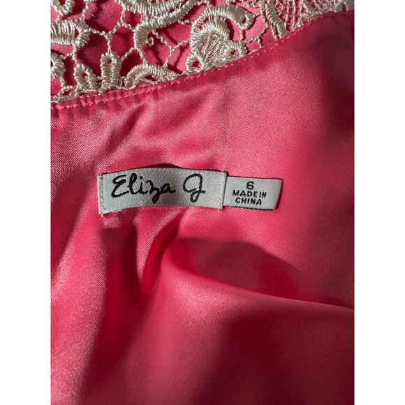 Eliza J Womens Sleeveless Lace Overlay Shift Dress Pink & Ivory Size 6 - Picture 9 of 16